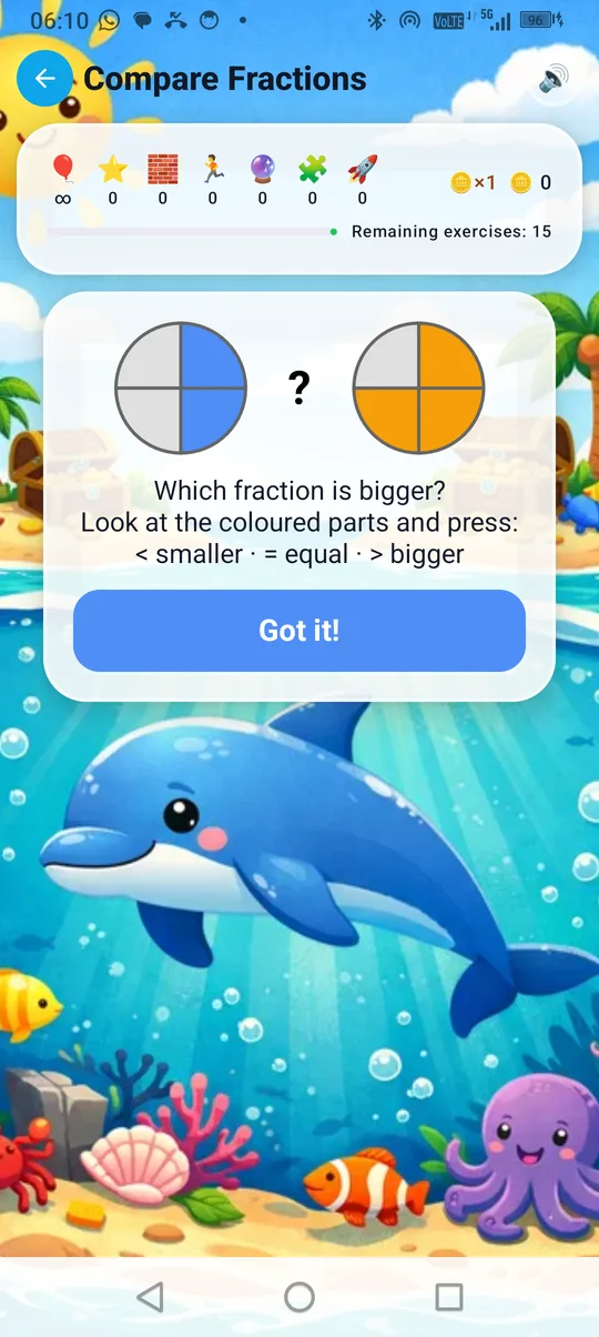 Confronta frazioni con visualizzazione a pizza