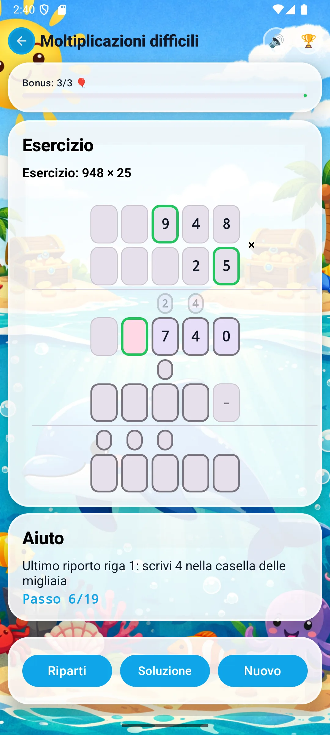 9&times;5+2=47, scrivi 7